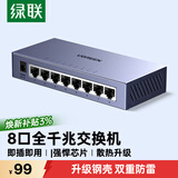 绿联8口千兆交换机钢壳 网线分线器一分二/四/八 4口监控网络交换器转换器小型 企业HUB分流器55467