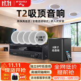 山水（SANSUI）T2 嵌入式吸顶音响音箱 5.1家庭影院音响套装  吊顶喇叭 音箱功放家用商用 家庭吸顶音响客厅环绕 T2【900W功放+6.5吋喇叭*5+8吋炮】
