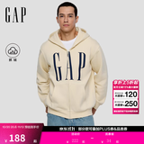 GAP男女装秋季logo印花抓绒宽松运动连帽衫卫衣786920 米色 L (175/96A)亚洲尺码【偏大,建议拍小一码】
