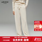 艾诺丝雅诗ARIOSEYEARS冬季新款高腰显瘦抽绳针织阔腿裤裤子女30933180 奶油米 L