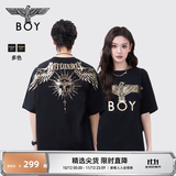 BOY LONDON【暗黑罗盘】夏情侣款短袖权杖印花炸街潮牌T恤N01906 黑印金N01906 经典升级款 L