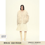 付智恩 进口sagafurs狐狸毛皮草轻盈年轻感圆领毛毛外套女丨芦苇花 米杏色-圆领 芬兰sagafurs狐狸毛 S