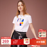 斐乐（FILA） 女装官方女士短袖T恤夏季休闲运动内搭t恤百搭短T上衣 标准白-F11W118151F M （165/84A/M）