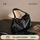 半坡饰族（bampo）【七夕礼物】女包包新款福瑞方方包头层牛皮大容量轻奢单肩斜挎包 墨碳黑【葫芦专属五金】