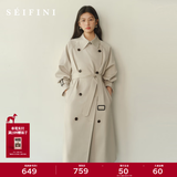 诗凡黎（‘S EIFINI）【长期主义风衣】2026秋季特调色经典双排扣英伦长款风衣外套女 浅米色长款 预售[10月22日]发 S