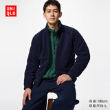 优衣库摇粒绒拉链茄克/长袖男装女装外套廓系夹克479792 486114 486114/69藏青色 L