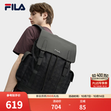 FILA斐乐黑武士丨男士背包复古时尚翻盖双肩包黑色商务电脑包书包 正黑色-BK XS
