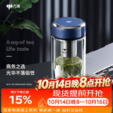 万象（WANXIANG）双层玻璃杯弧形款带滤网商务水杯V269灰蓝色加厚耐热泡茶杯