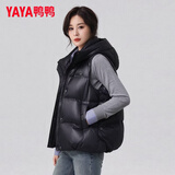 鸭鸭（YAYA）羽绒马甲女外穿秋冬新款情侣男女同款连帽马夹背心羽绒服学生外套 黑色 S /150 (建议80-100斤)