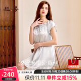 丝界重磅真丝睡裙女100%桑蚕丝舒适短袖公主裙睡衣手工绣花家居服礼物
