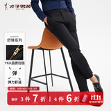 才子（TRIES）【易穿搭】男装春夏休闲裤男士简约百搭商务休闲长裤子男 黑色180 32 82cm