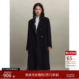 自巧（ZIQIAO）小个子正肩100%全羊毛双面呢大衣女2023冬季新款毛呢西装外套 星空黑 （100%绵羊毛） M (4码) 拍前请联系客服确认尺码