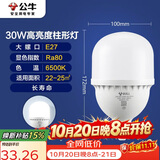 公牛（BULL）LED灯泡高亮柱形灯厂房车间商超食堂 30W球泡白光6500KE27螺口