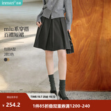 茵曼（INMAN）半身裙女士学院风格雷系百褶短裙女高腰显瘦灰色 深灰色 M