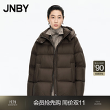 江南布衣（JNBY）【白月光2.0】秋冬羽绒服女连帽宽松A字版型可脱卸帽领5X0C10110 201/暗咖 S