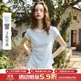 Olrain欧芮儿经典百搭精致撞色短袖T恤女装夏季新款潮流修身显瘦上衣 蓝色 M