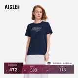 AIGLE艾高轻奢短袖T恤春夏经典款DFT户外速干透汽上衣抗菌女 帝国深蓝 AT491 S (160/84A)