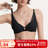 ubras轻奢流雾蕾丝性感内衣女透气轻奢大胸显小聚拢文胸 【清仓】兔耳杯文胸-黑色 M (75A/B/C)