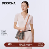 DISSONA迪桑娜女包老花单肩斜挎包大容量通勤包水桶包 礼物 棕色