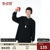 BJHG【 姚琛同款】不计后果秋冬重磅高级感内搭长袖t恤男潮宽松打底衫 黑色 XL