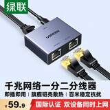 绿联 网线分线器一拖二 千兆网络扩展器上网转接头转换器 RJ45双网口延长器直通头宽带接口分接器35598