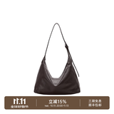 裘真（qiuzhen）【明星推荐】 经典hobo包植鞣牛皮腋下通勤休闲饺子女包 咖啡色-小号（羊皮）预售7天 小包/大包
