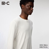 优衣库HEATTECH EXTRA WARM混纺圆领T恤/9分袖男装9%羊绒481441 481441/30浅米色 M