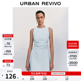 UR春季新款女摩登气质褶皱收腰显瘦无袖连衣裙UYY750030 淡蓝 XL
