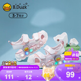 B.Duck小黄鸭儿童包头凉鞋夏季男女童发光鞋时尚灯鞋凉鞋5026白粉26