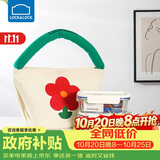 乐扣乐扣（LOCK&LOCK）清新玻璃保鲜盒微波饭盒三件套(630ml*2+便当包)LNG428S602白色