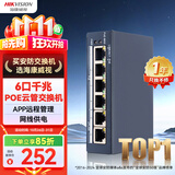 海康威视6口千兆poe交换机网管交换机监控专用网络分线器 APP远程管理3E1506SP-35W-E