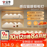 公牛（BULL）感应猫眼橱柜灯磁吸充电山丘光效展柜玄关氛围小夜灯 银80cm三色