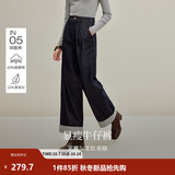 茵曼（INMAN）【格纹】法式时髦翻领通勤衬衫2026秋季新款女装长袖修身显瘦上衣 牛仔蓝-18538162 M （裤子27码）