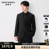 报喜鸟西服套装男装【澳洲羊毛/人生第一套】商务正装通勤西装西裤套装 A款（黑色抗皱) 48 A(175/96) /请备注腰围或裤子