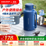 摩飞电器（Morphyrichards）电热水壶烧水壶旅行便携式家用户外旅行1L大容量不锈钢烧水壶旅游电水壶电热水杯烧水杯MR6061C蓝