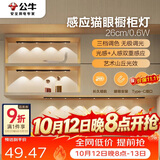 公牛（BULL）感应猫眼橱柜灯磁吸充电山丘光效展柜玄关氛围小夜灯 黑26cm三色
