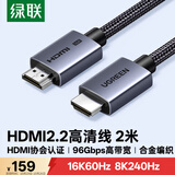 绿联HDMI线2.2认证版16K60Hz/8K240Hz高清视频线480Hz高刷兼容2.1电脑PS5接电视显示器投影仪2米65900