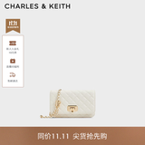 CHARLES&KEITH经典菱格链条小方单肩斜挎包包女包生日礼物送女友CK2-70160131 Cream奶白色 小包
