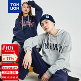 唐狮（TonLion）2021情侣卫衣男女连帽宽松青年学生学院风字母印花上衣   626430026011 牛仔蓝 L