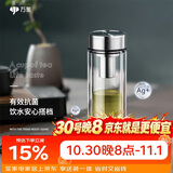 万象（WANXIANG）抗菌双层玻璃杯礼盒装V48RgL商务便携钛银色水杯370ml车载办公杯