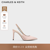 CHARLES&KEITH质感链条尖头高跟凉鞋子女鞋生日礼物送女友CK1-60280377 Beige米色 40 (255)