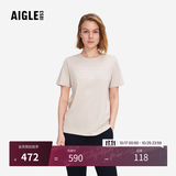 AIGLE艾高轻奢短袖T恤春夏经典款DFT户外速干透汽上衣抗菌女 貂杏色 AT495 M (165/88A)