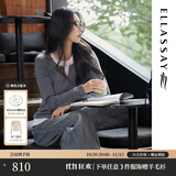 歌力思（ELLASSAY）秋季新款100%绵羊毛格雷系灰假两件撞色针织衫EWB353M01400 灰撞白 XS