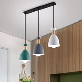 豪尊明北欧餐厅吊灯三头家用长条马卡龙创意餐桌灯现代简约饭厅圆盘灯具 7711 黑色直盘 暖光