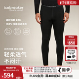 icebreaker100%美利奴羊毛诺男女200Oasis户外登山徒步运动速干保暖功能内衣 纯黑-裤子-男生 温控指数:200 L