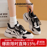 奥古狮登（Agsdon）老爹鞋女秋季新款学生网面运动休闲鞋厚底增高女鞋 20176 灰黑 37
