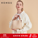 红谷包包女包新款气质简约牛皮单肩包时尚百搭水桶包女生日礼物 米黄