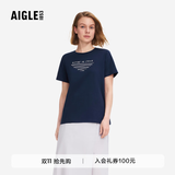 AIGLE艾高轻奢短袖T恤春夏经典款DFT户外速干透汽上衣抗菌女 帝国深蓝 AT491 M (165/88A)