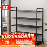 安尔雅铁艺鞋架门口多层置物架宿舍省空间出租房家用多功能鞋柜 5层黑色