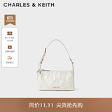 CHARLES&KEITH褶皱手提斜挎小方包腋下包女士生日礼物CK2-80160183 CK2-80160183Cream奶白色 S